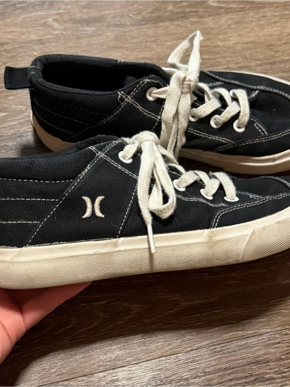 Hurley Kids Black Canvas Sneakers with White Laces
